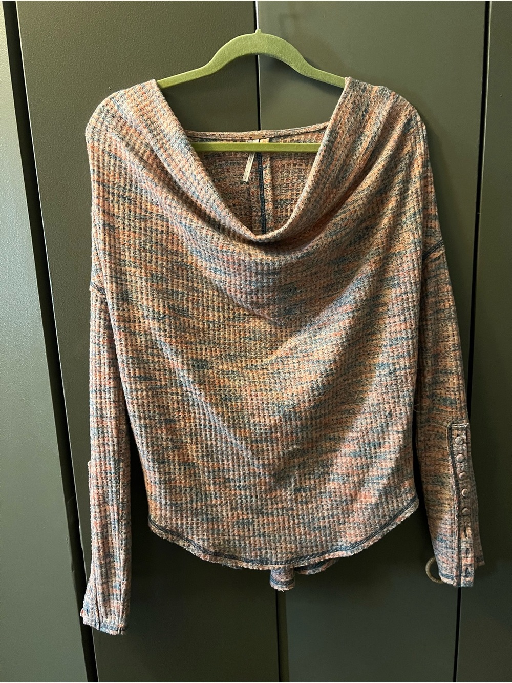 Free People Speckled Cowl Neck Sweater in Pink & Blue